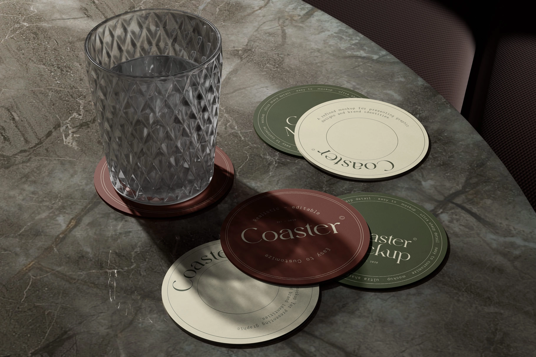 Round Drink Coaster Mockup