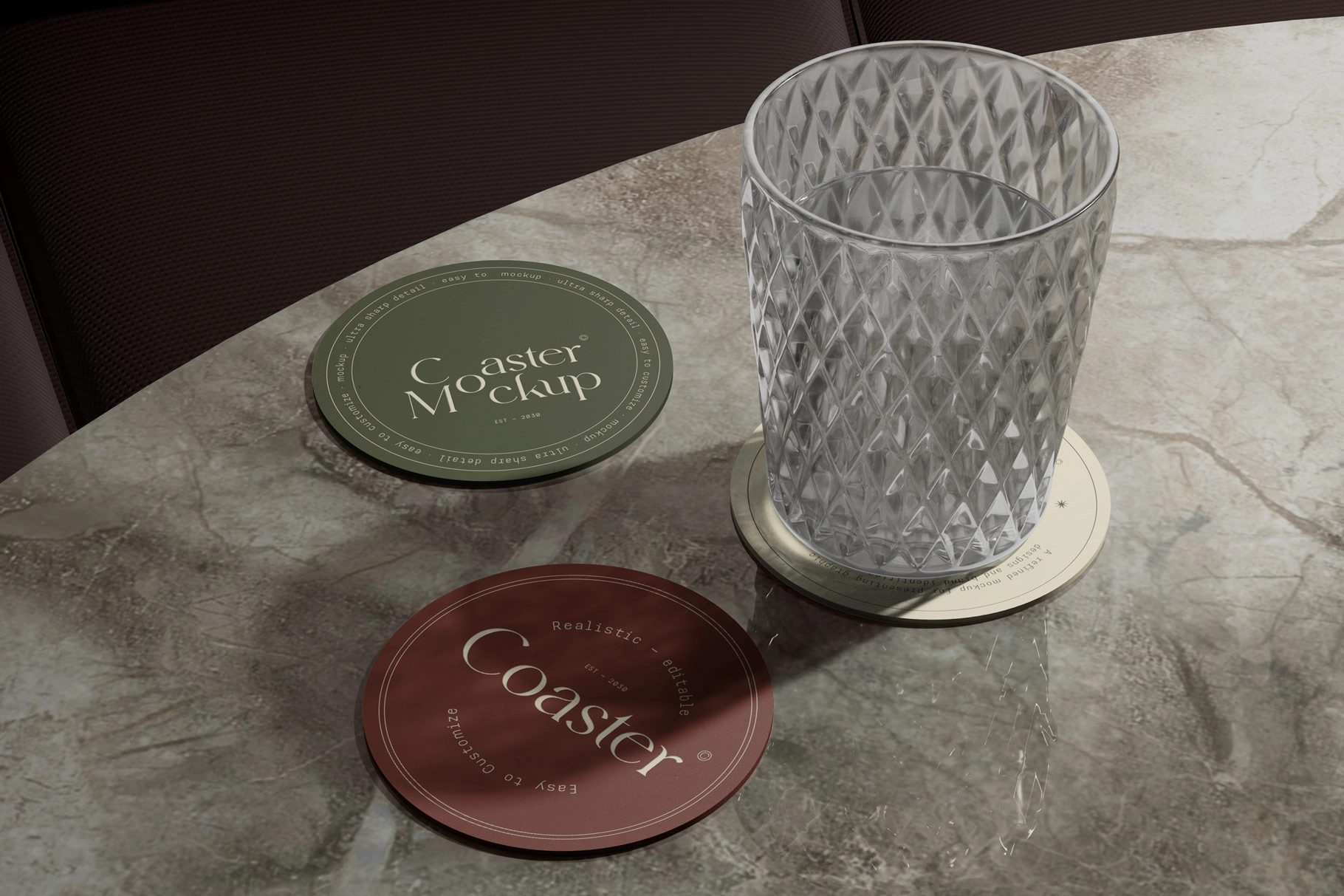 Round Drink Coaster Mockup
