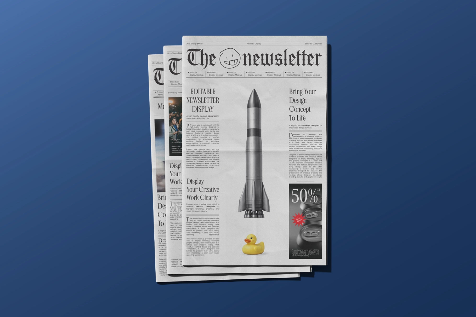 Folded Pages Newspaper Mockup
