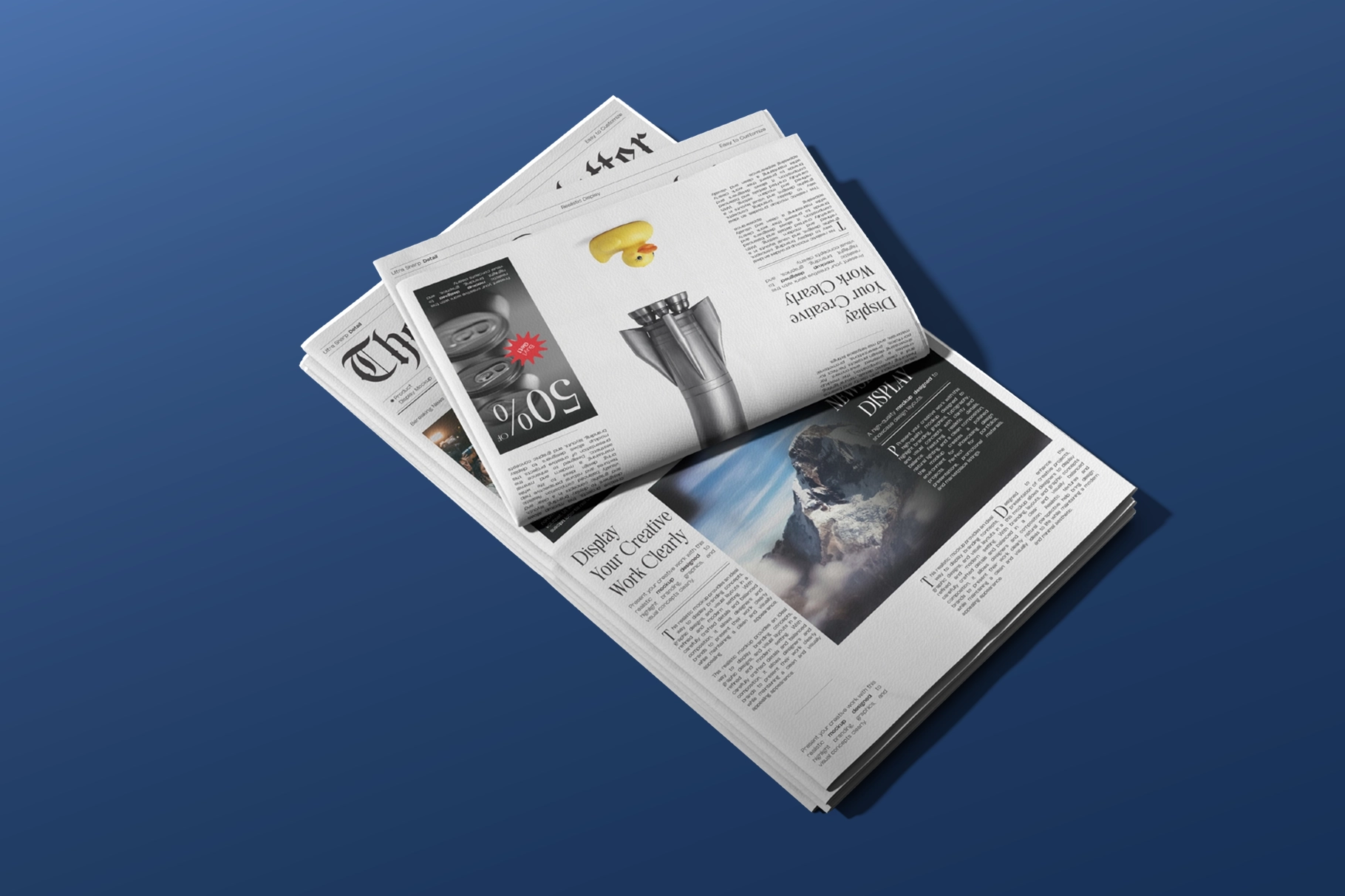 Folded Pages Newspaper Mockup