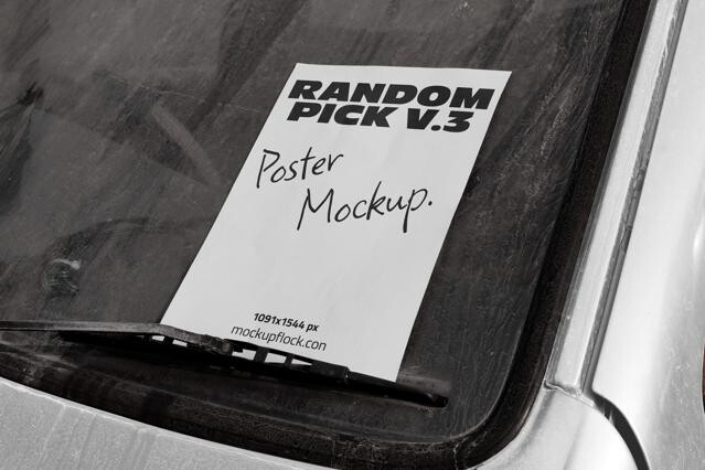 RP V.3 Car Window Poster Mockup