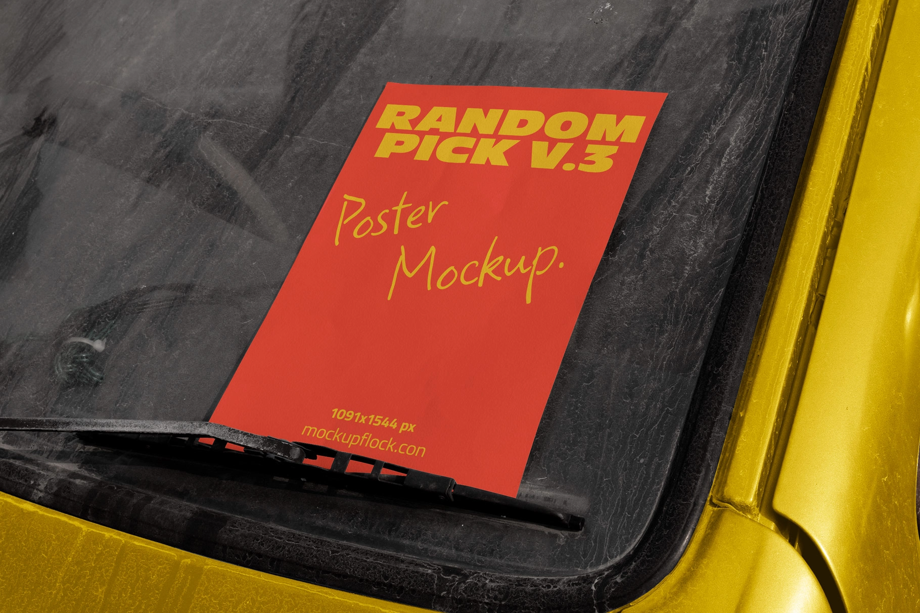 RP V.3 Car Window Poster Mockup