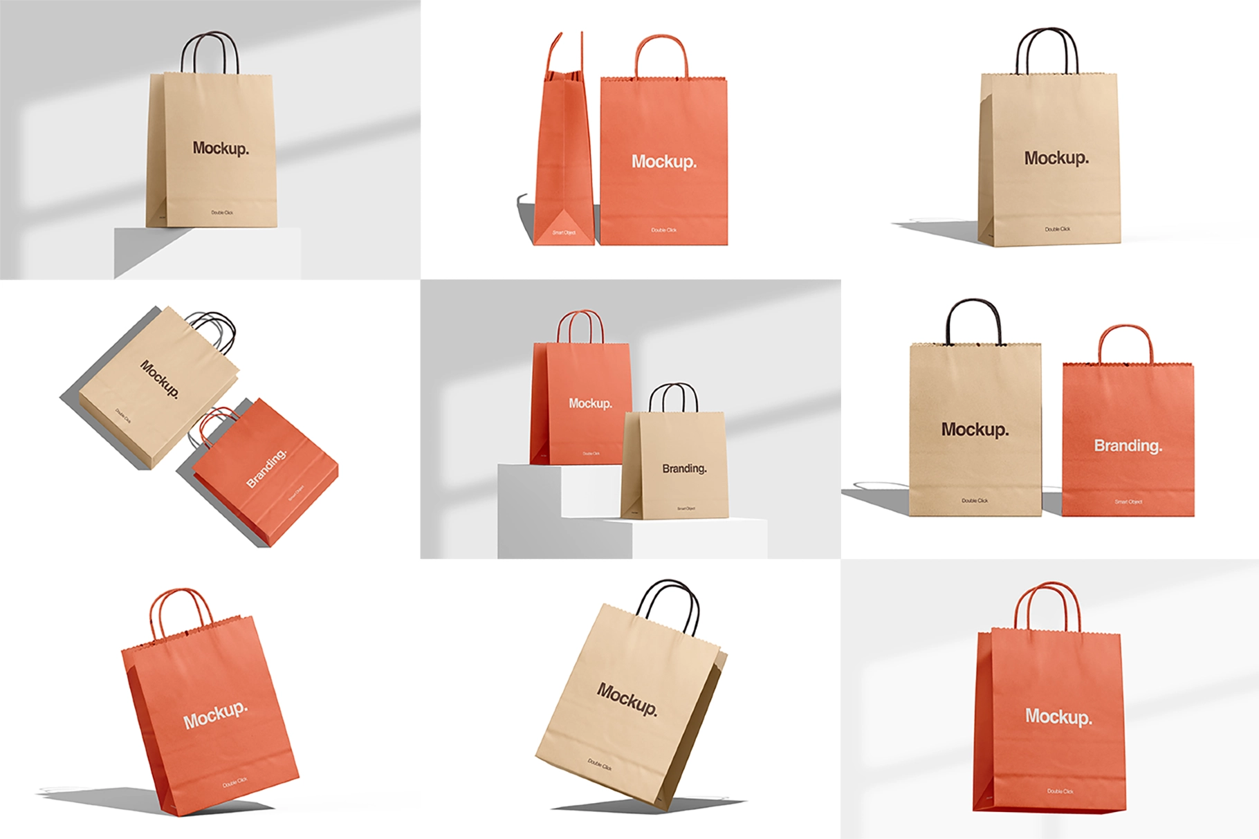 Kraft Paper Shopping Bag Mockup Bundle