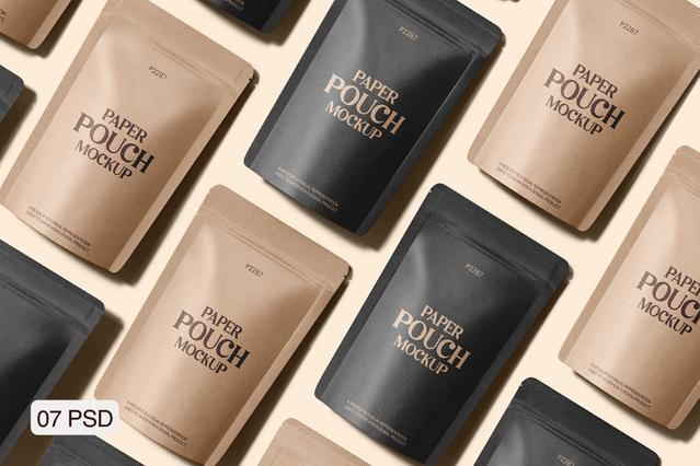 Kraft Paper Stand-Up Pouch Mockup Bundle