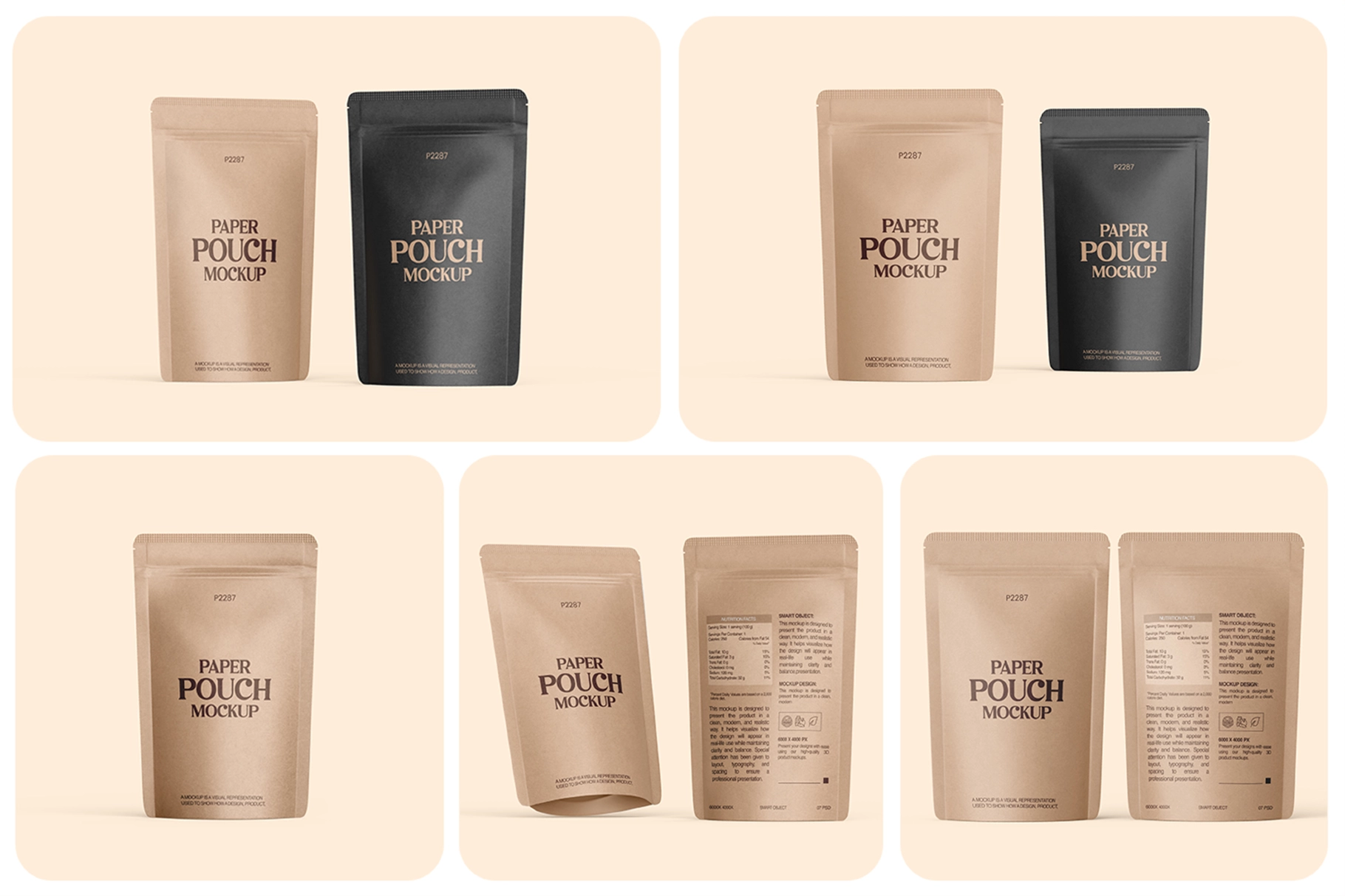 Kraft Paper Stand-Up Pouch Mockup Bundle