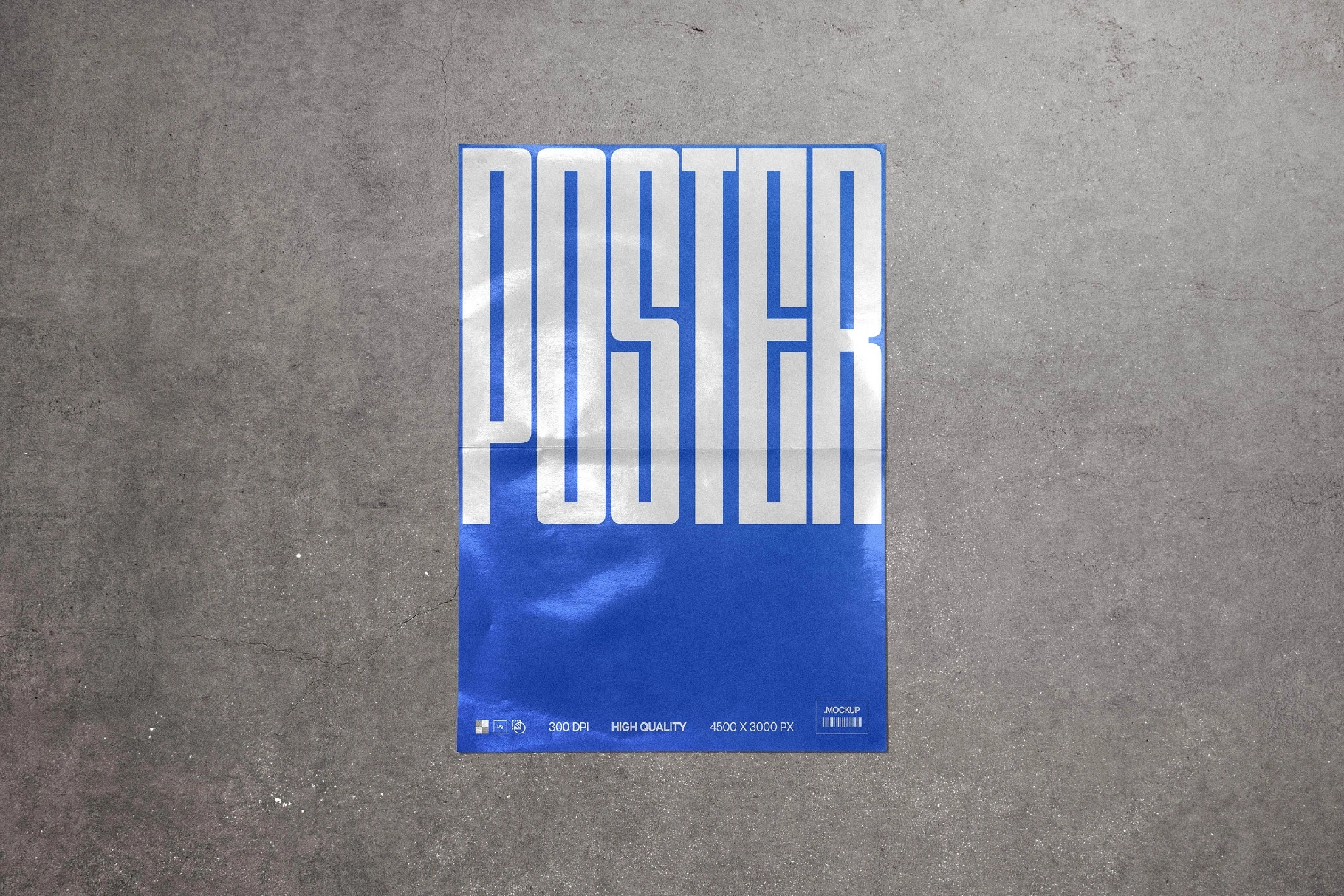 Glued Poster Mockup on Concrete Wall