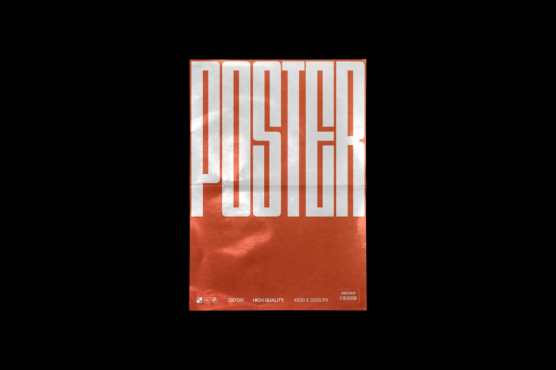 Glued Poster Mockup on Concrete Wall