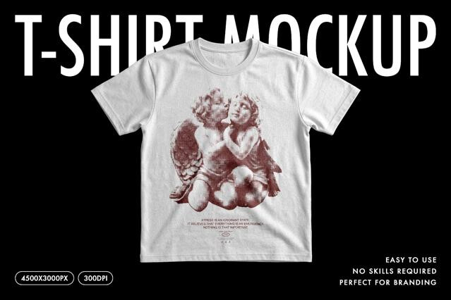 T-Shirt Mockup Front View with Center Print