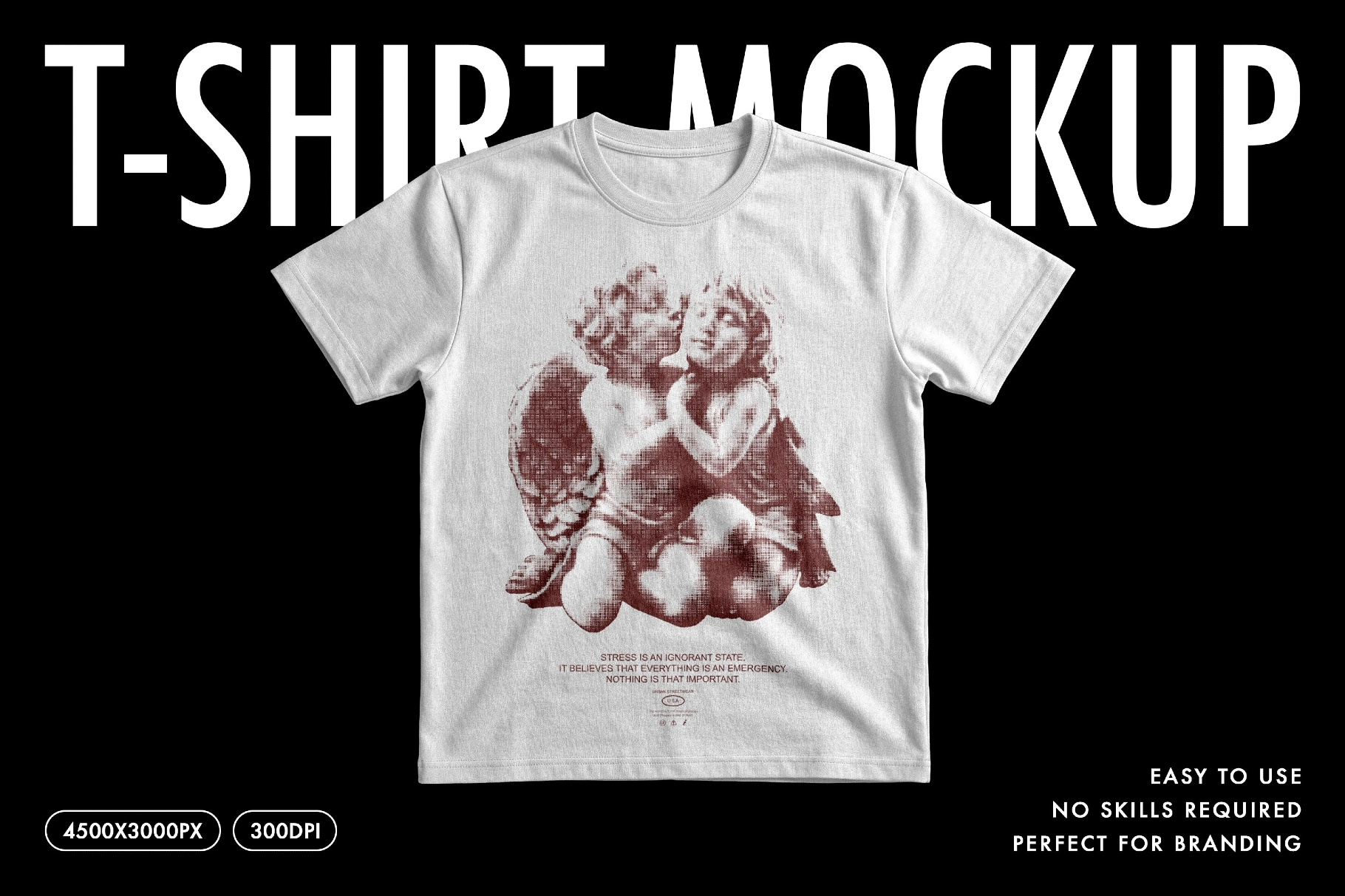 T-Shirt Mockup Front View with Center Print