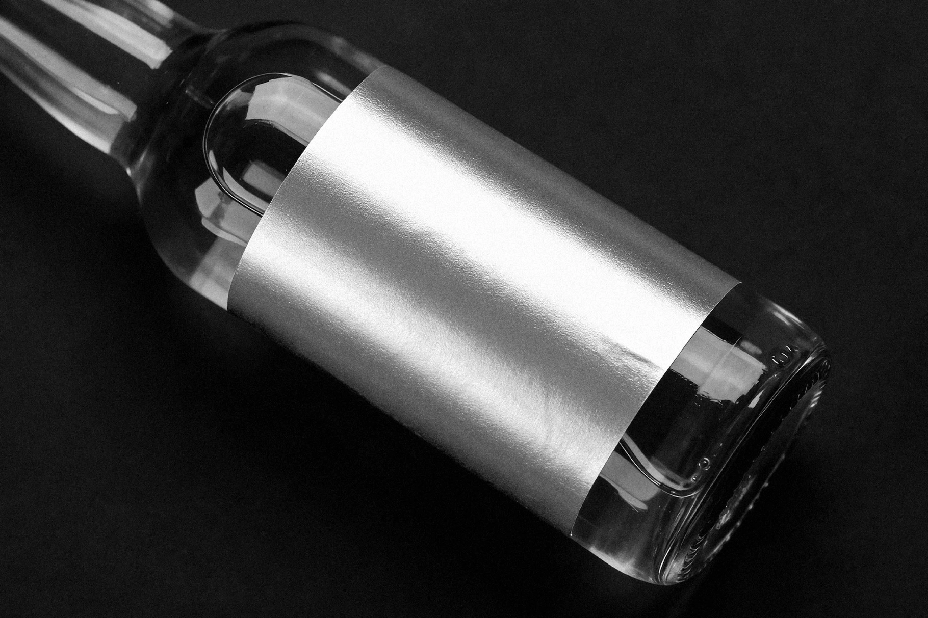 Bottle Label Mockup with Metallic Wrap