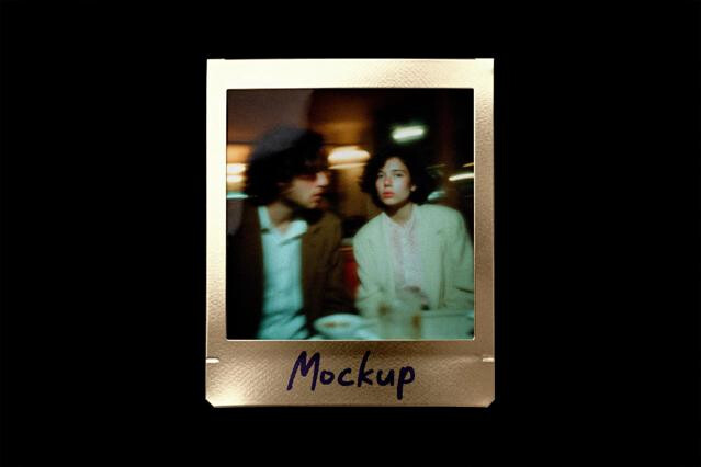 Polaroid Photo Mockup with Metallic Frame