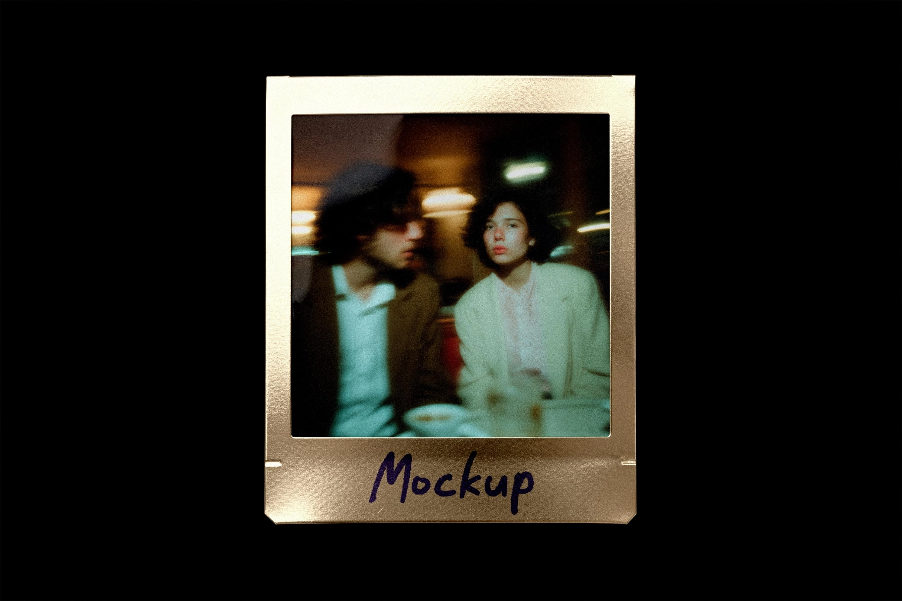 Polaroid Photo Mockup with Metallic Frame