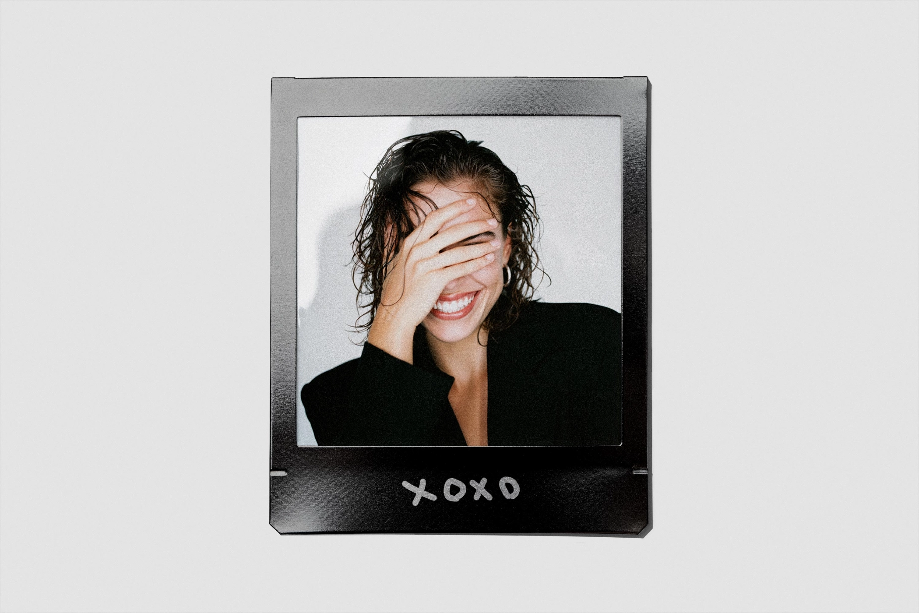 Polaroid Photo Mockup with Metallic Frame