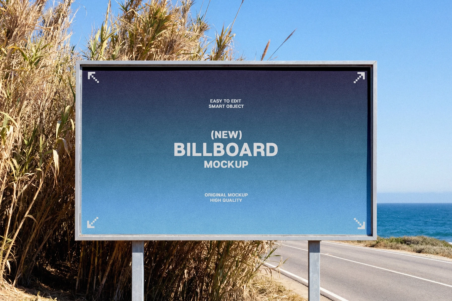 Billboard Mockup Outdoor with Coastal View