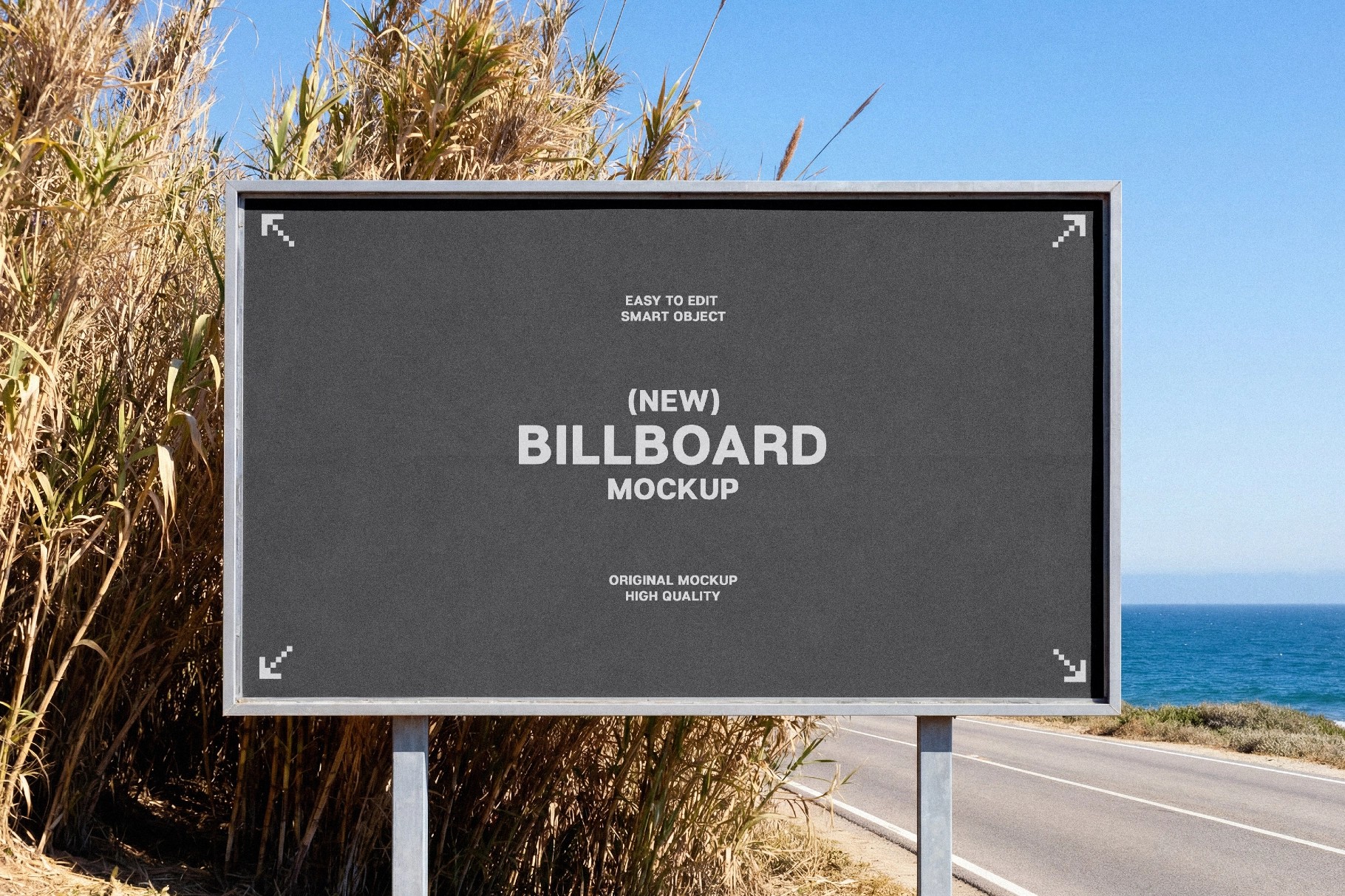 Billboard Mockup Outdoor with Coastal View