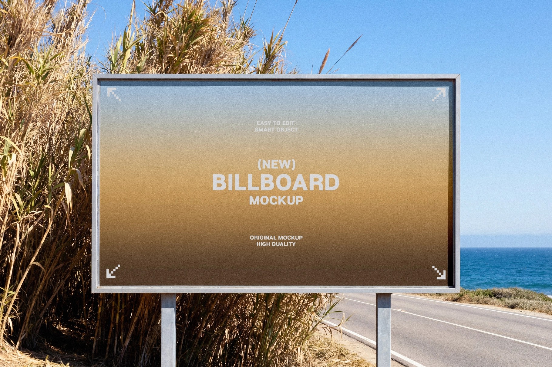 Billboard Mockup Outdoor with Coastal View