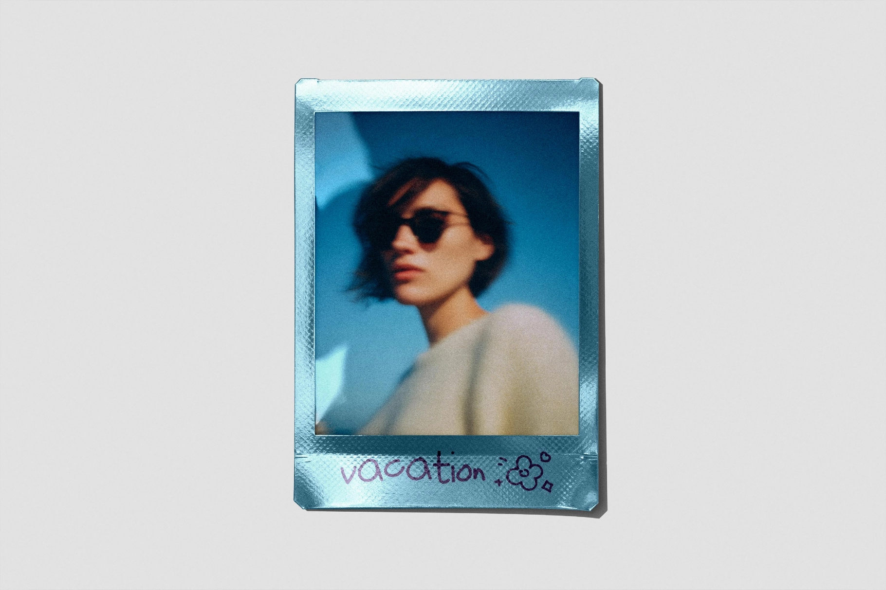 Polaroid Mockup with Holographic Frame