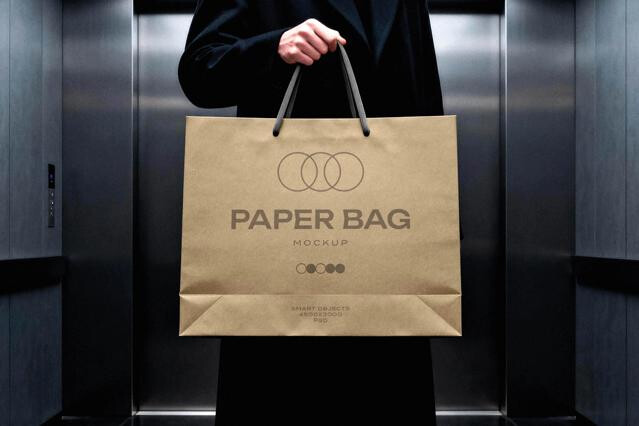 Shopping Bag Mockup with Rope Handles