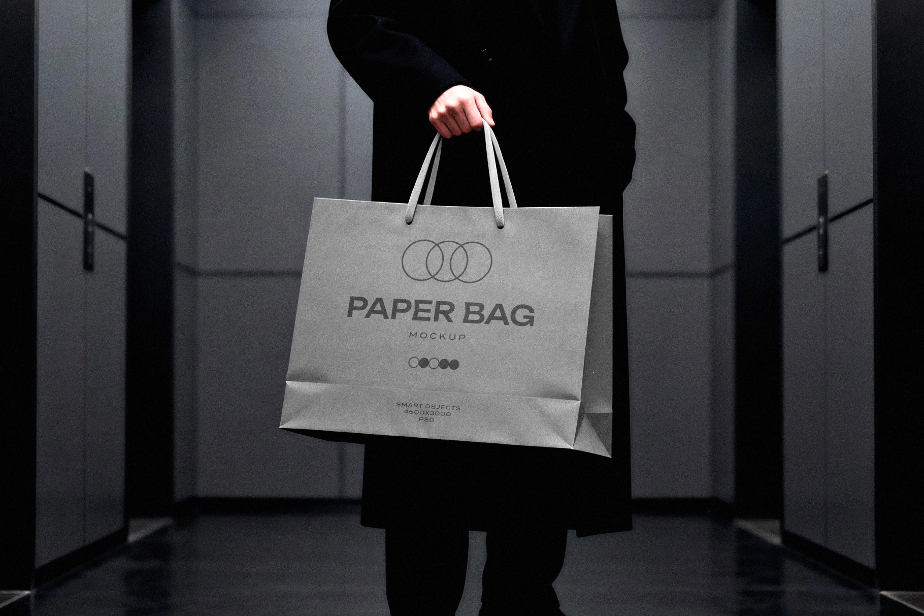 Paper Bag Mockup in Elevator