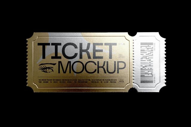 Event Ticket Mockup with Perforated Edge