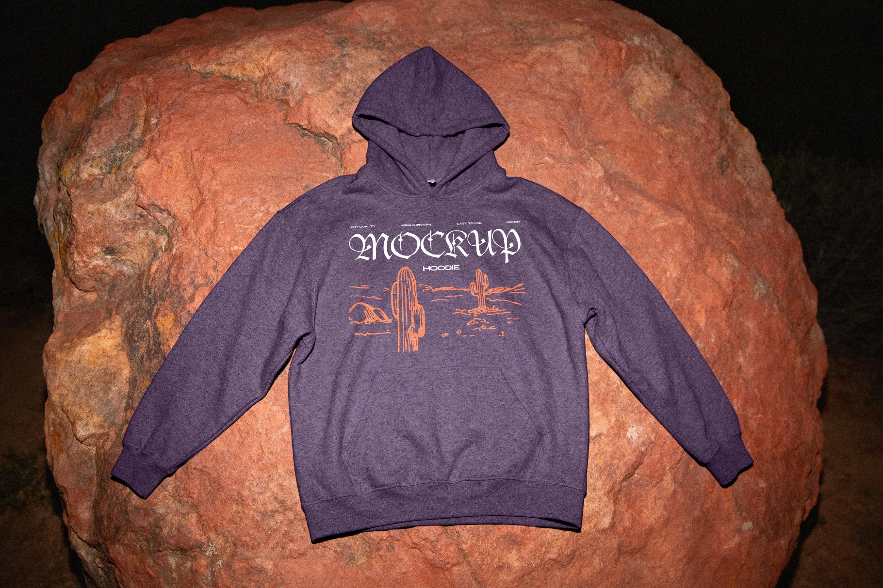 Hoodie Mockup on Natural Stone Surface