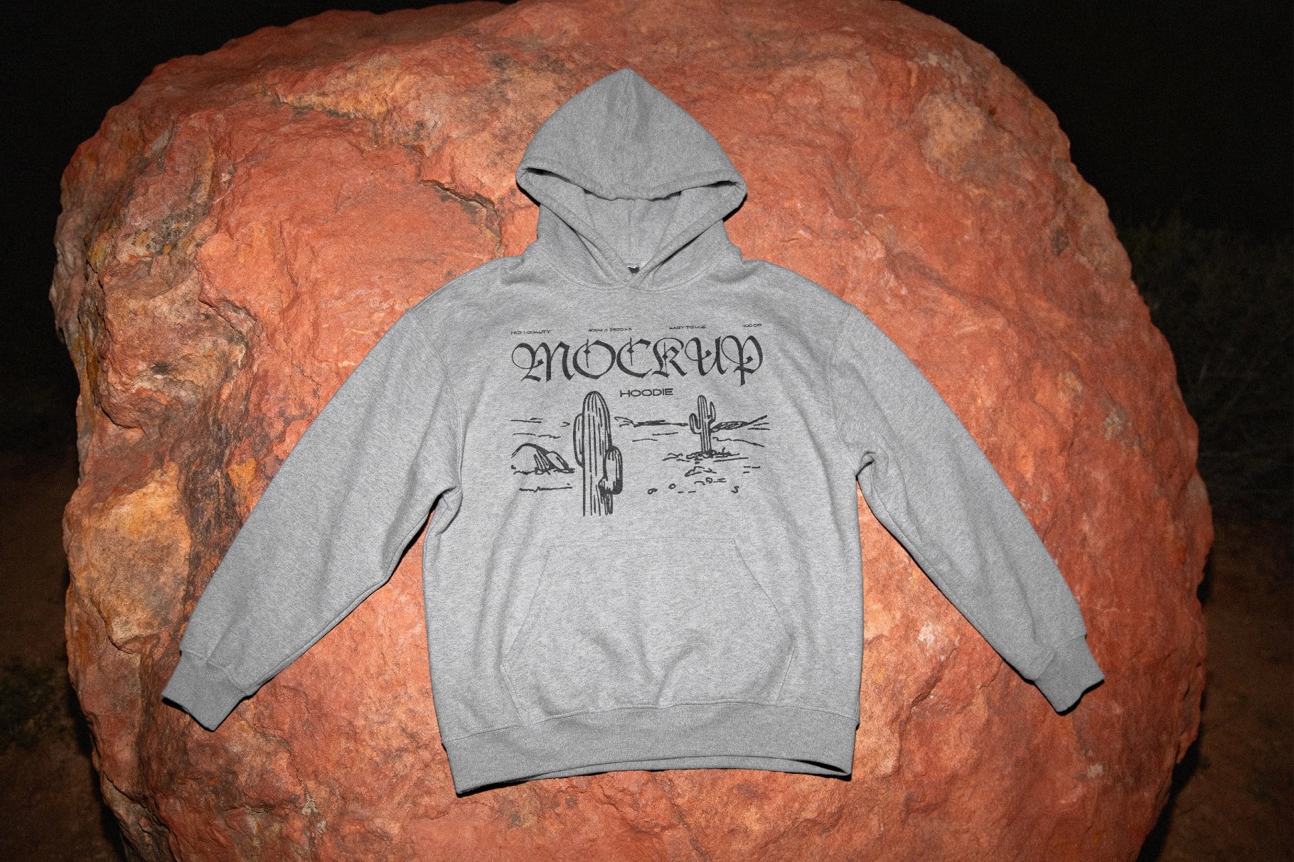 Hoodie Mockup on Natural Stone Surface