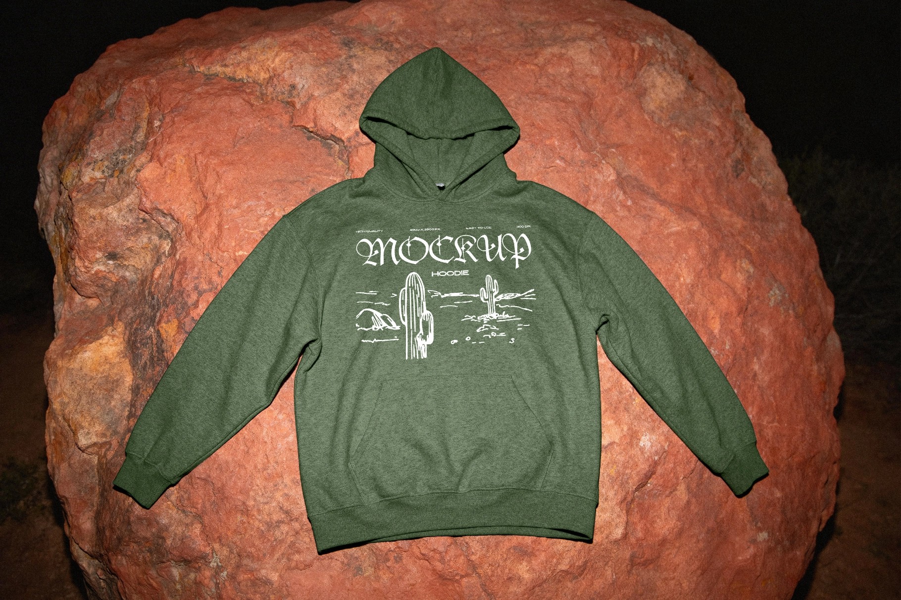 Hoodie Mockup on Natural Stone Surface