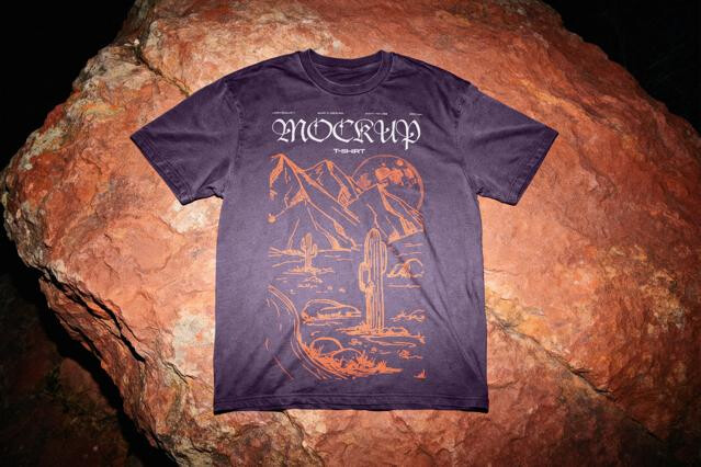 T-Shirt Mockup on Natural Rock