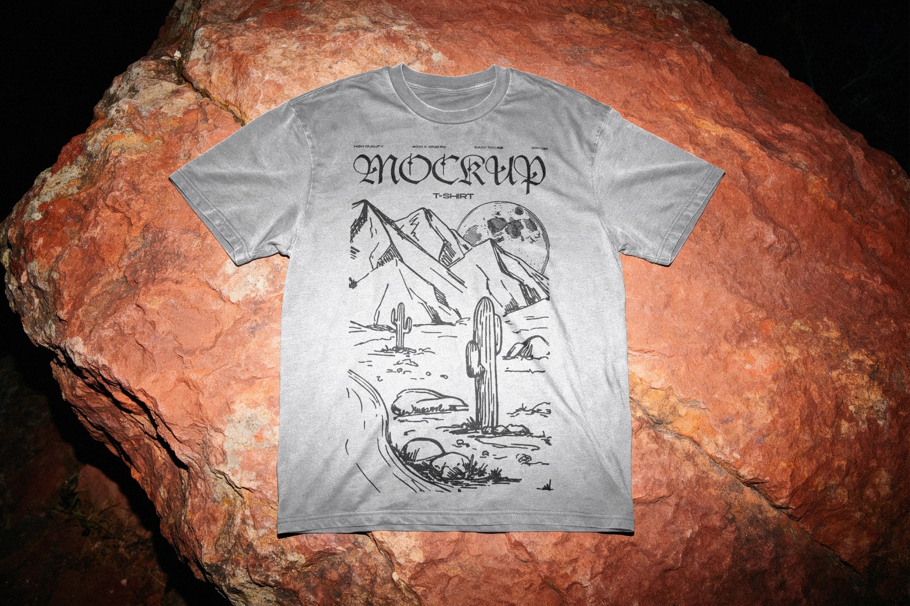 T-Shirt Mockup on Natural Rock