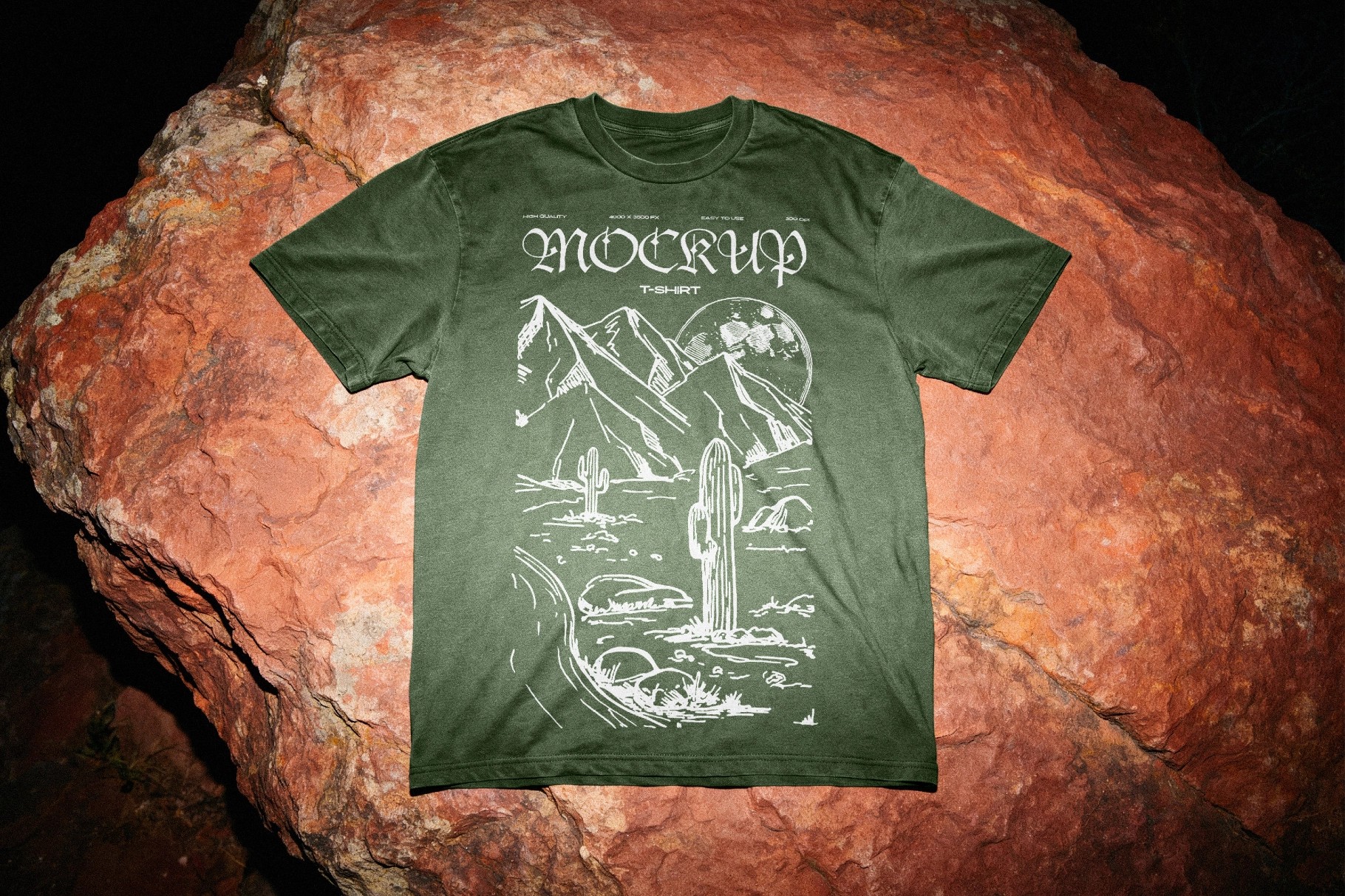 T-Shirt Mockup on Natural Rock