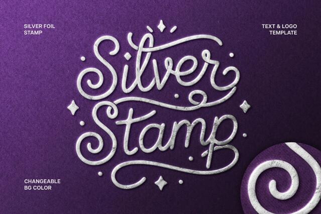 Silver Stamped Foil Text Effect