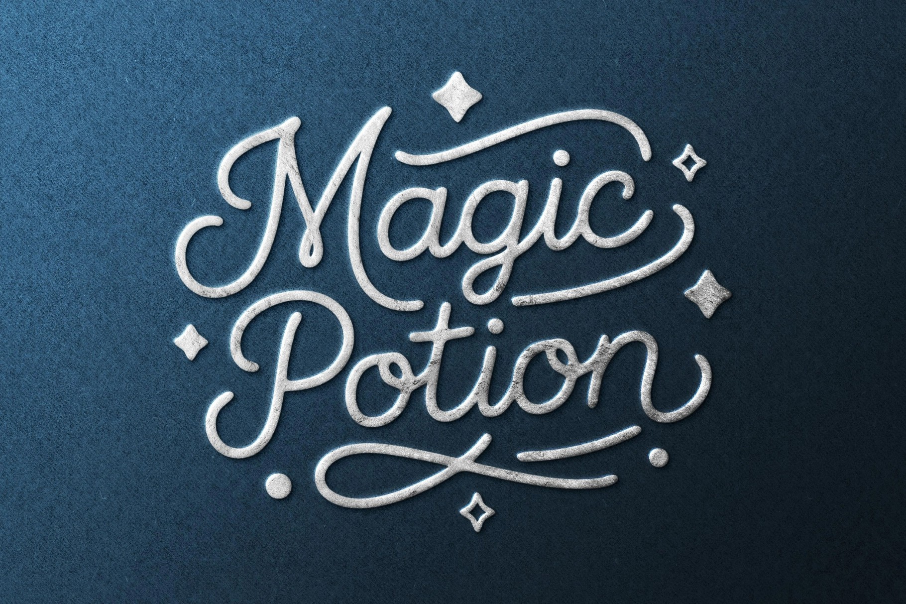 Silver Stamped Foil Text Effect