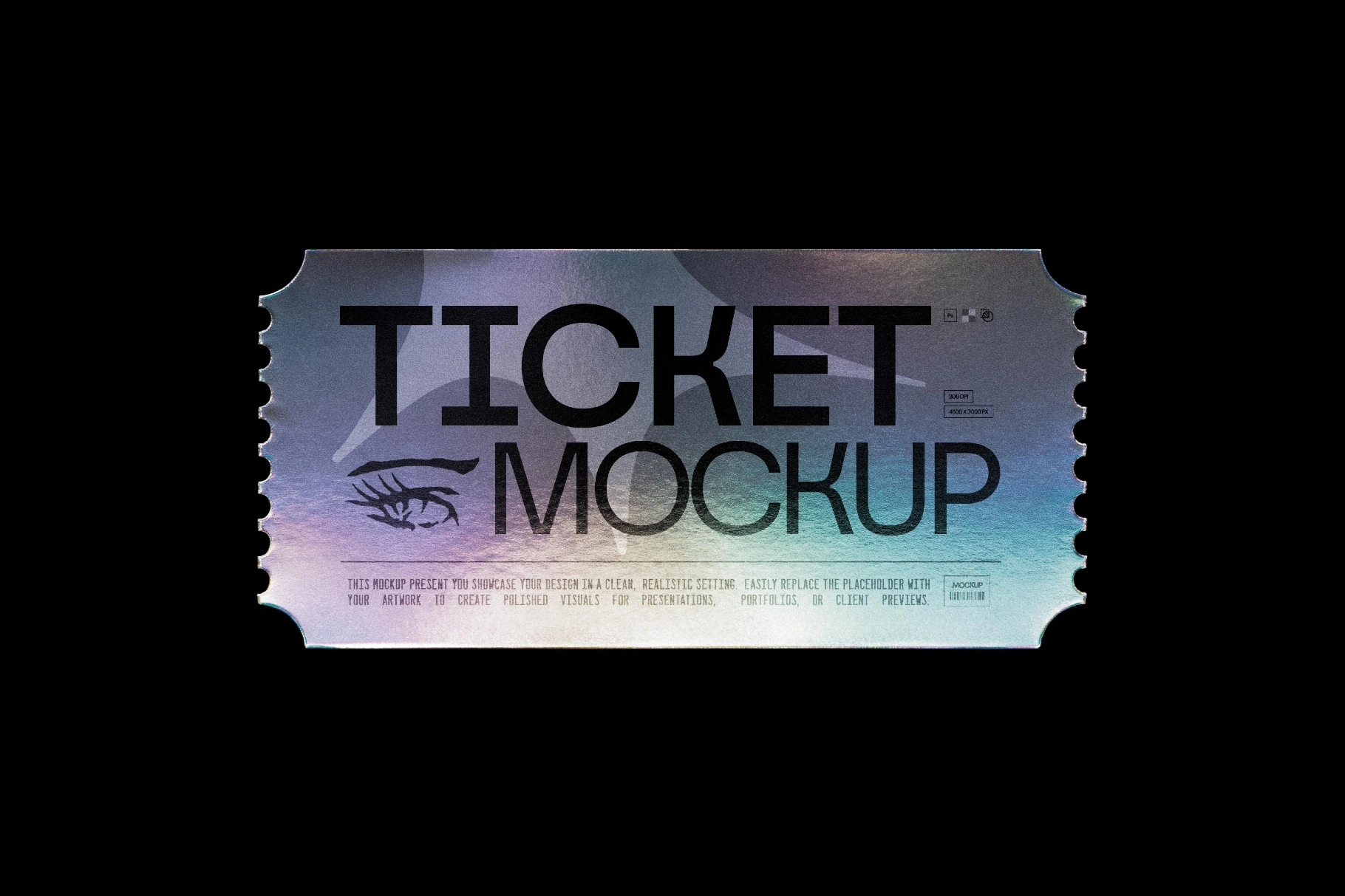 Holographic Ticket Mockup with Perforated Edges
