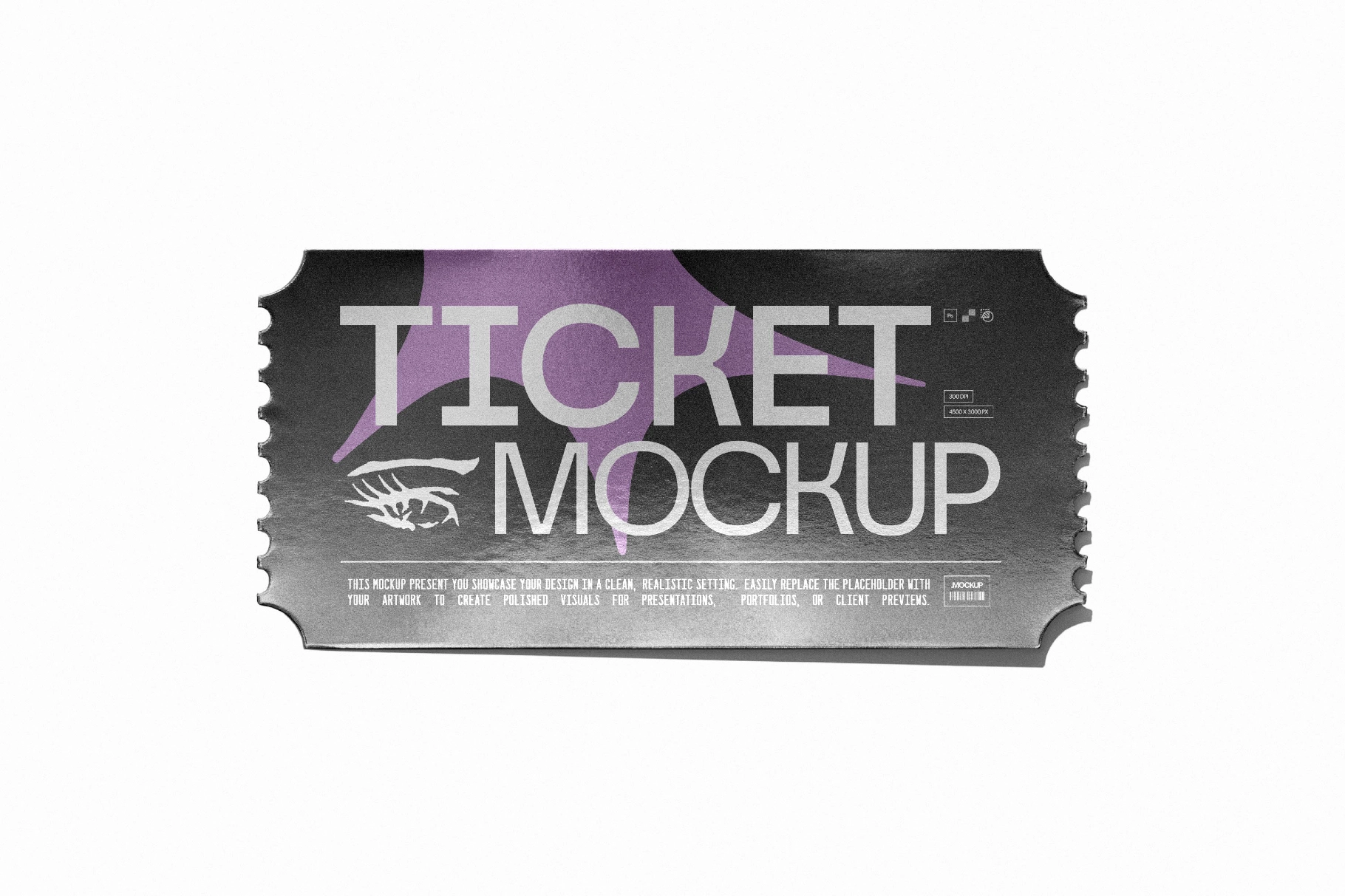 Holographic Ticket Mockup with Perforated Edges