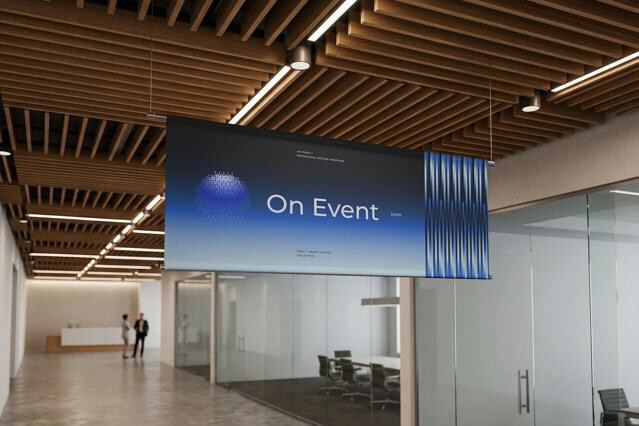 Corporate Lobby Hanging Banner Mockup