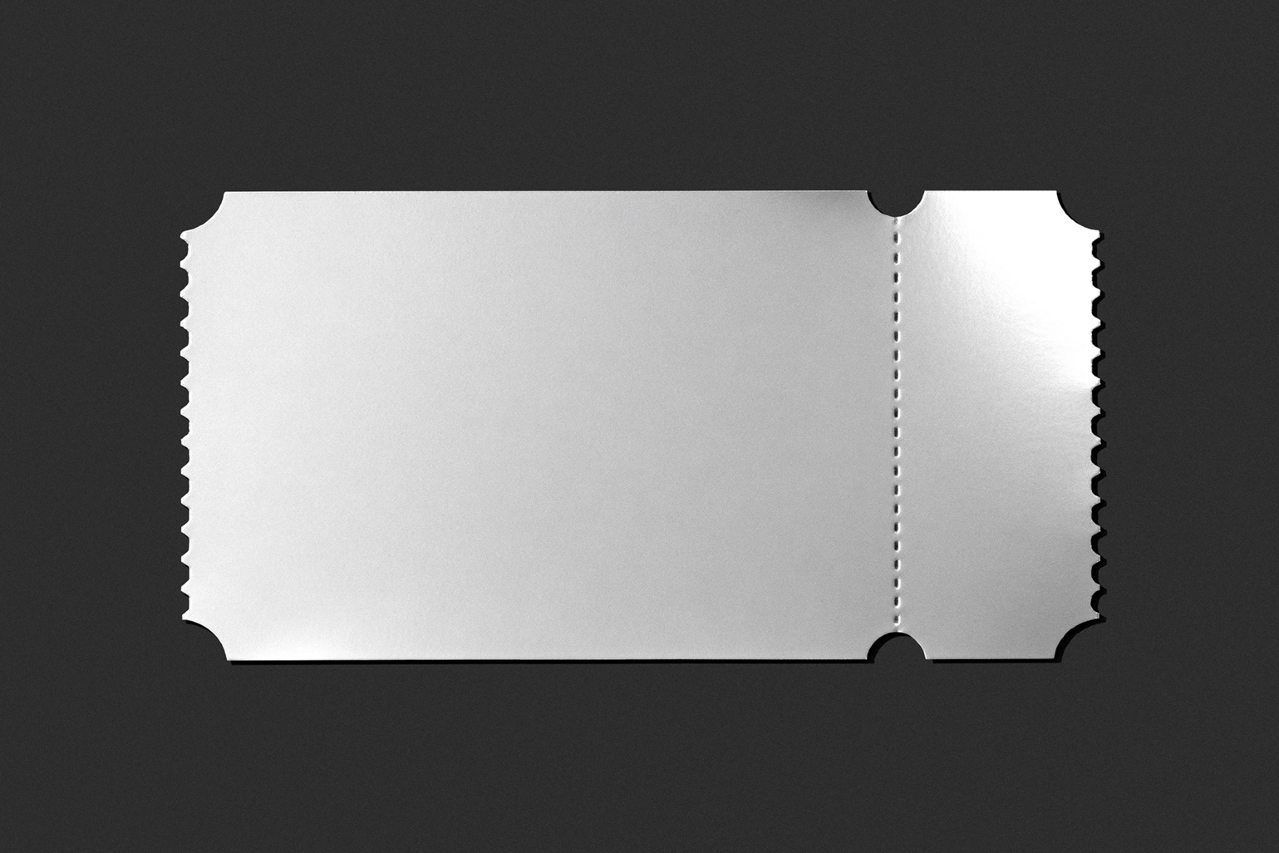 Glossy Silver Ticket Mockup with Stub