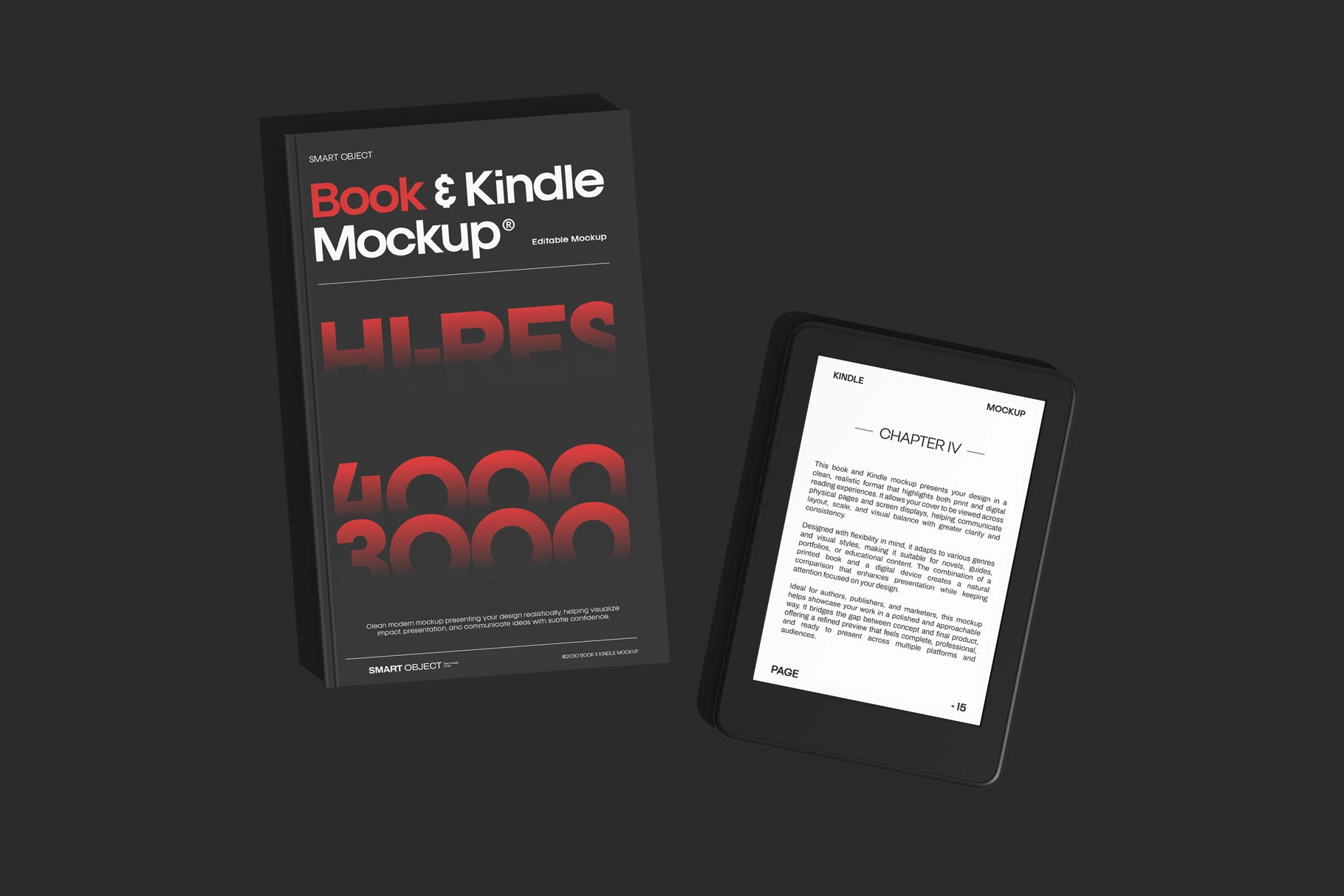 Hardcover Book with Kindle Mockup