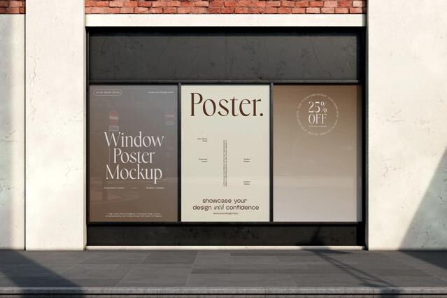 Shop Window Poster Mockup