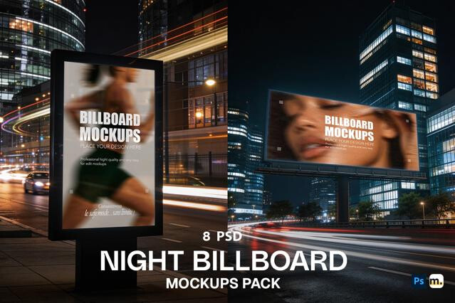 Night Billboard Mockup Pack