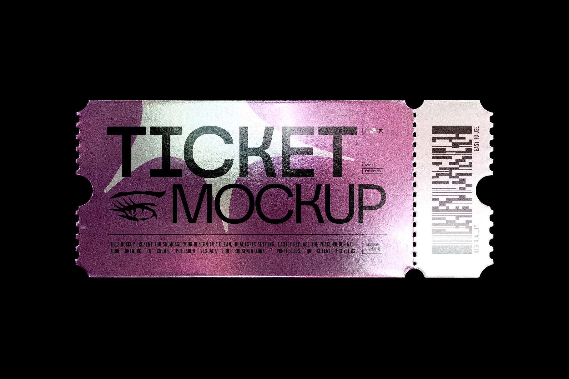 Ticket Strip Mockup with Tear-Off Section