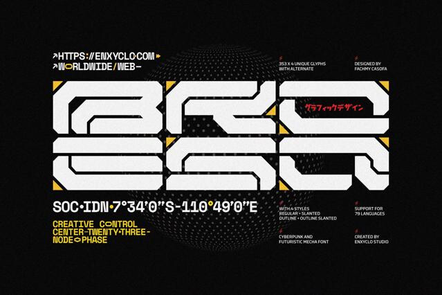 BROESQ - Mecha Futuristic Cyberpunk Font
