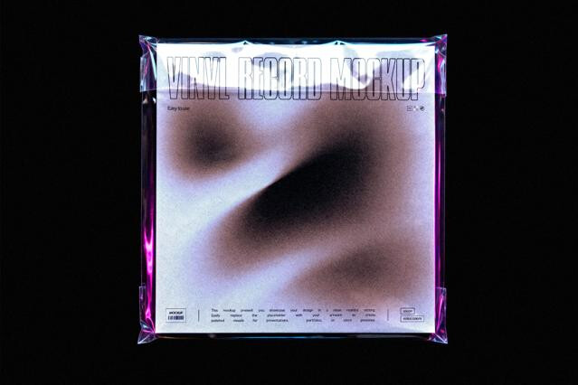 Vinyl Packaging Mockup with Plastic Cover