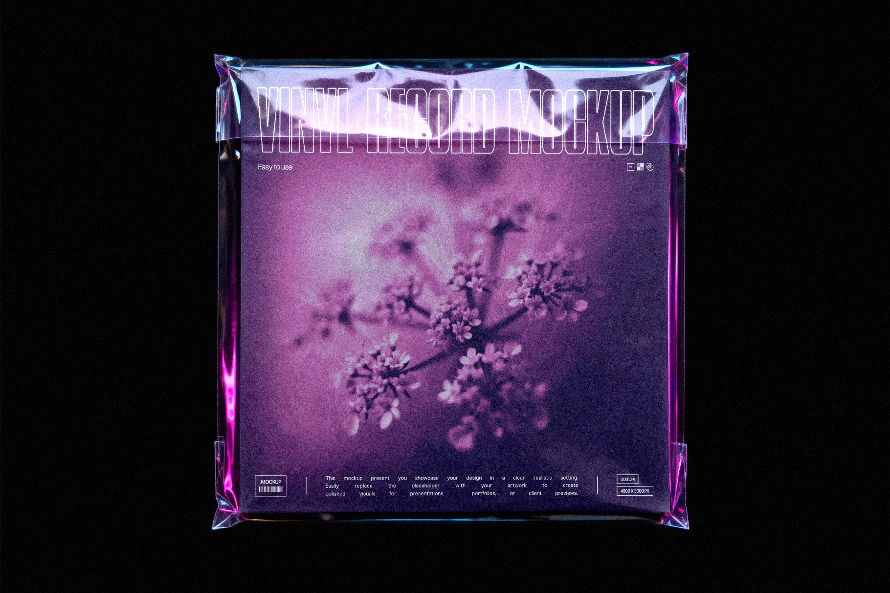 Vinyl Packaging Mockup with Plastic Cover