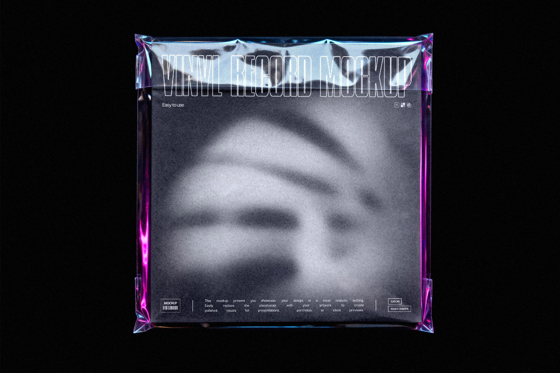 Vinyl Packaging Mockup with Plastic Cover