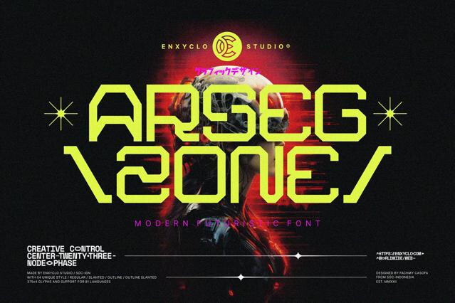 ARSEGZONE - Futuristic Sci-Fi Techno Font