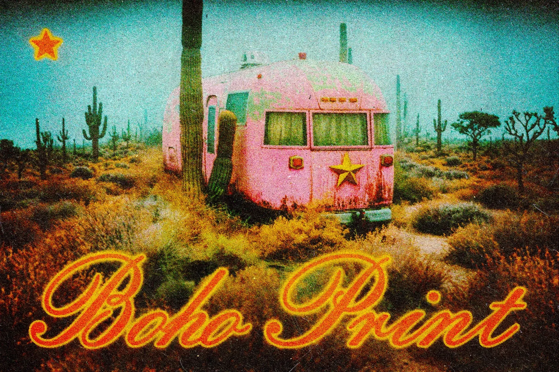 Retro Boho Print Photo Effect