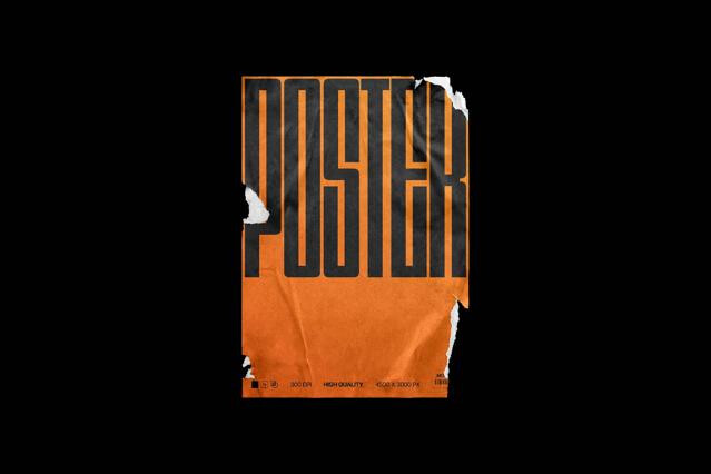 Distressed Poster Mockup with Torn Edges