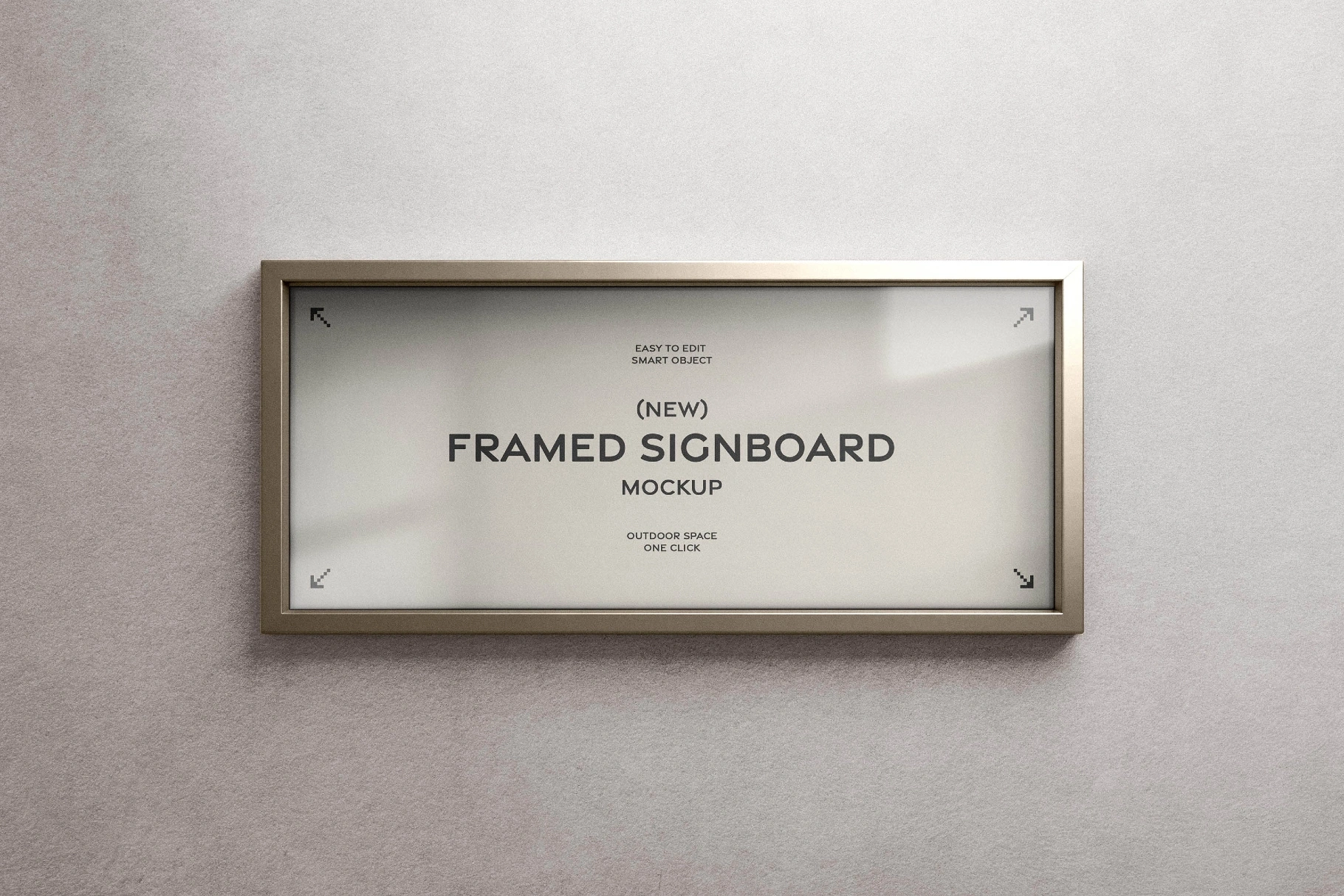 Horizontal Wall Signboard Frame Mockup