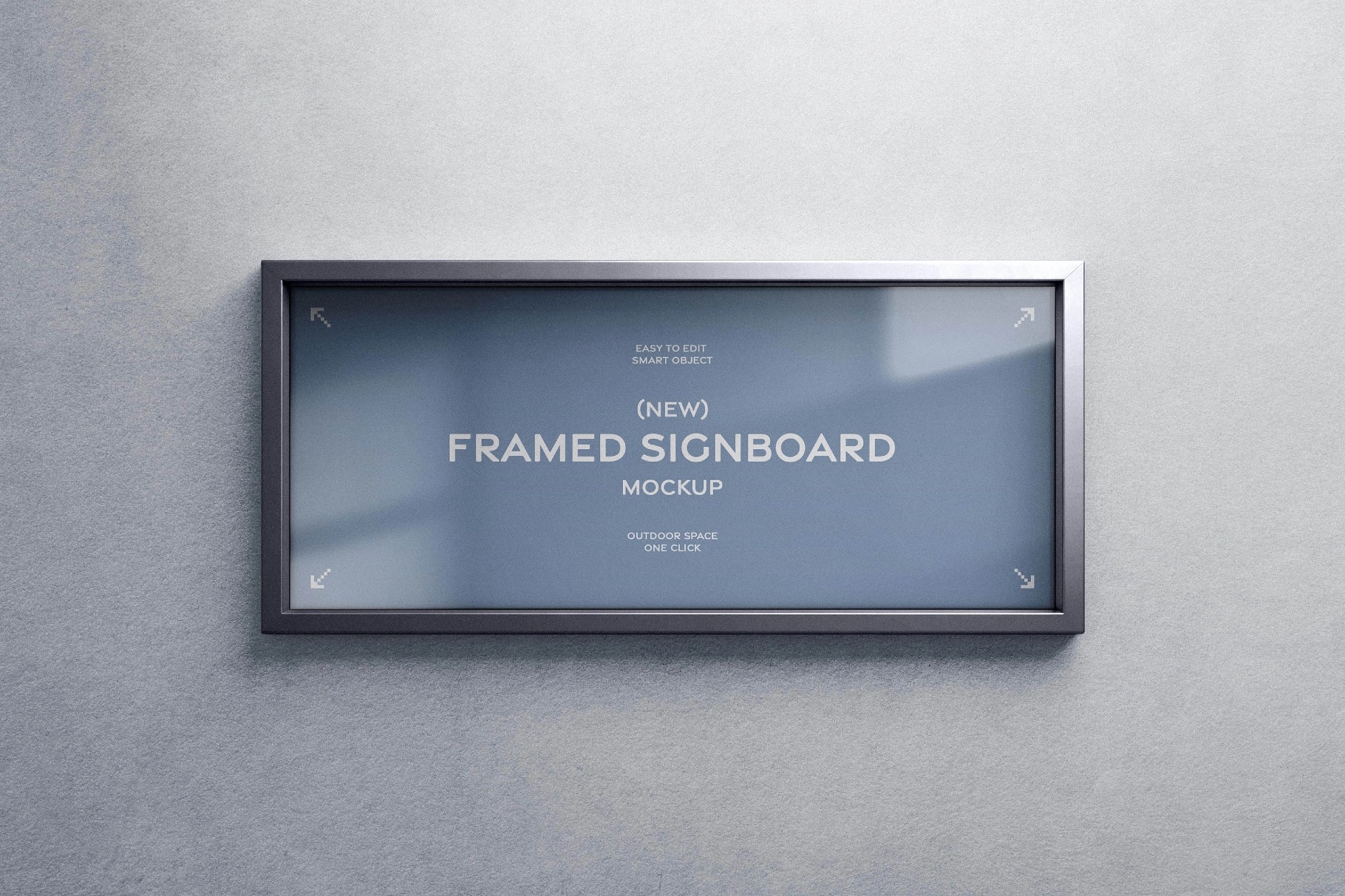 Horizontal Wall Signboard Frame Mockup