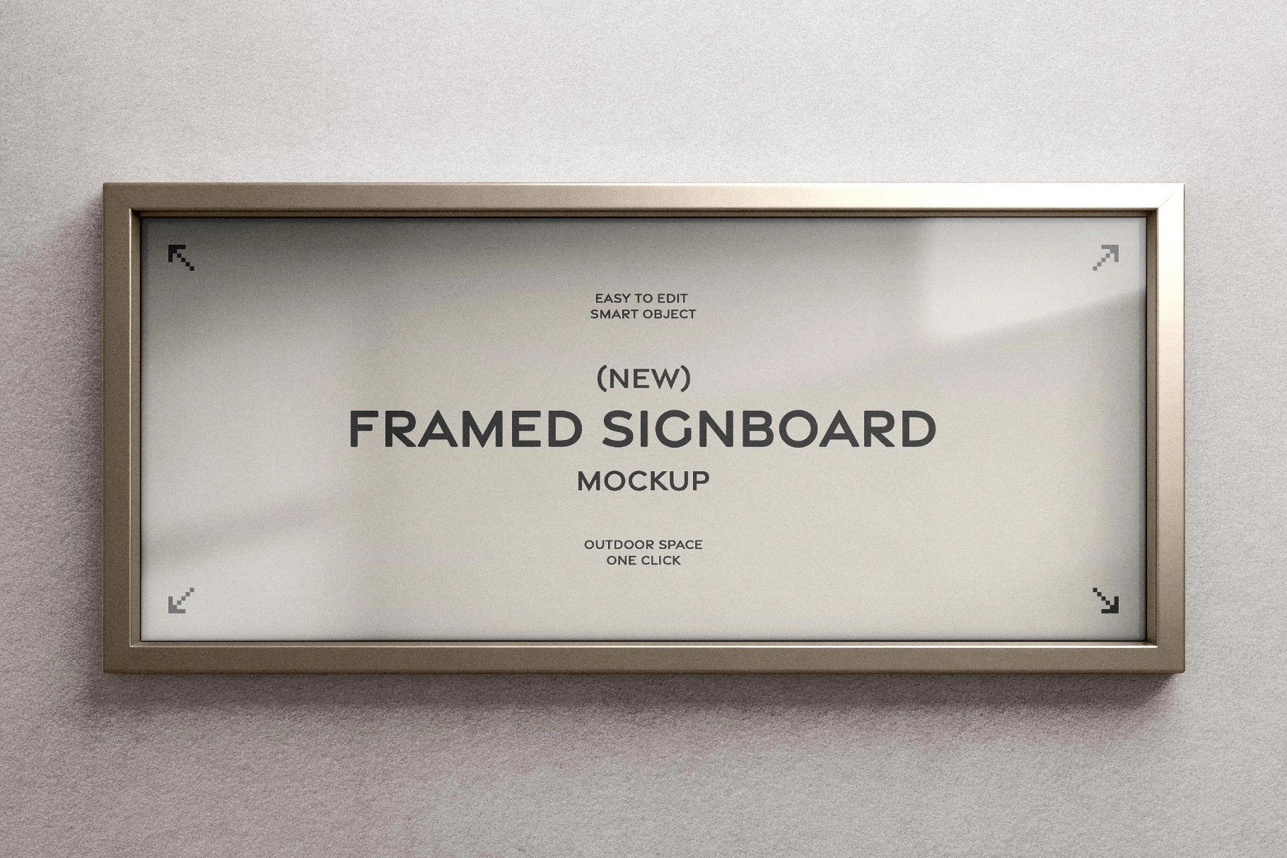 Horizontal Wall Signboard Frame Mockup